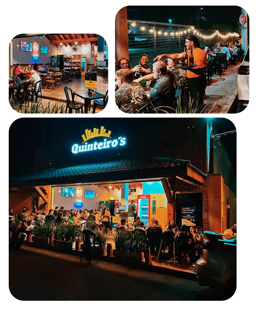 Três fotos da nova fachada do Quinteiro's